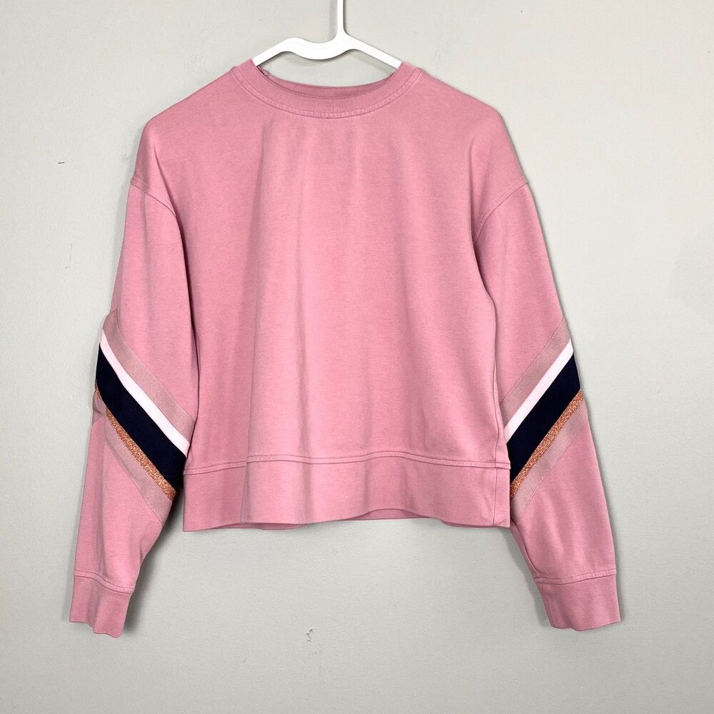 Ted Baker London Jjordan Sweatshirt Womens 1 Size 2/4 Striped Sleeve Mauve Pink